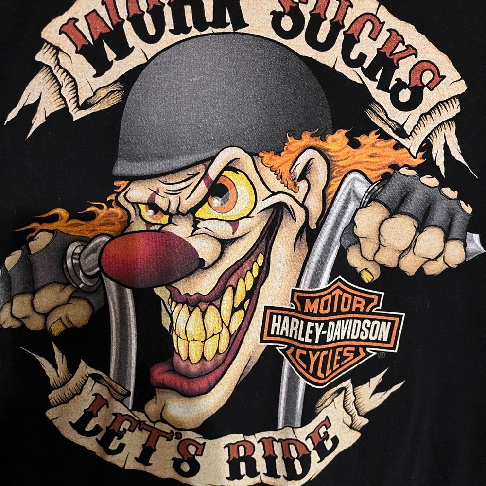 Harley Davidson work sucks Tee. Mens or ladies. Like new condition.